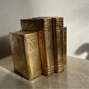 Vintage FAUX GOLD BOOKENDS